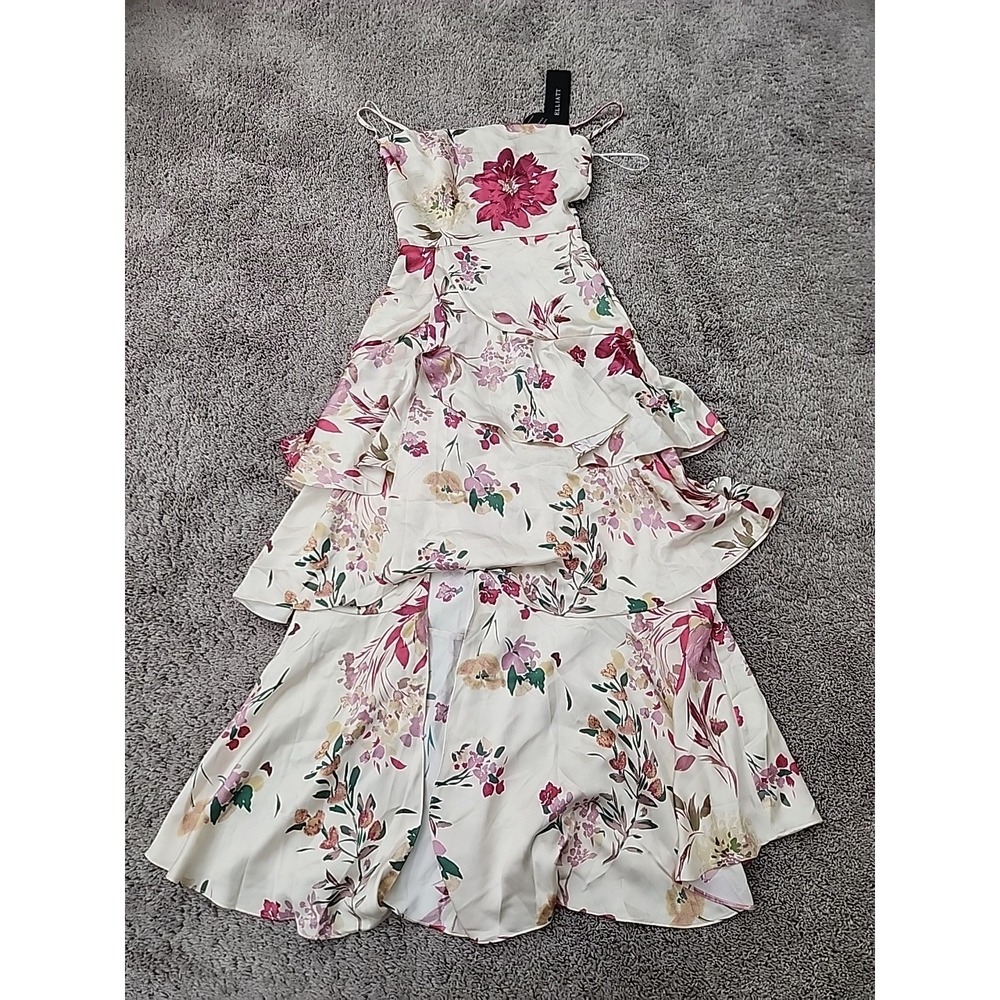 Elliatt Rosalina Gown Women XS Ivory Floral Ruffled Tiered Maxi Dress EB1062529